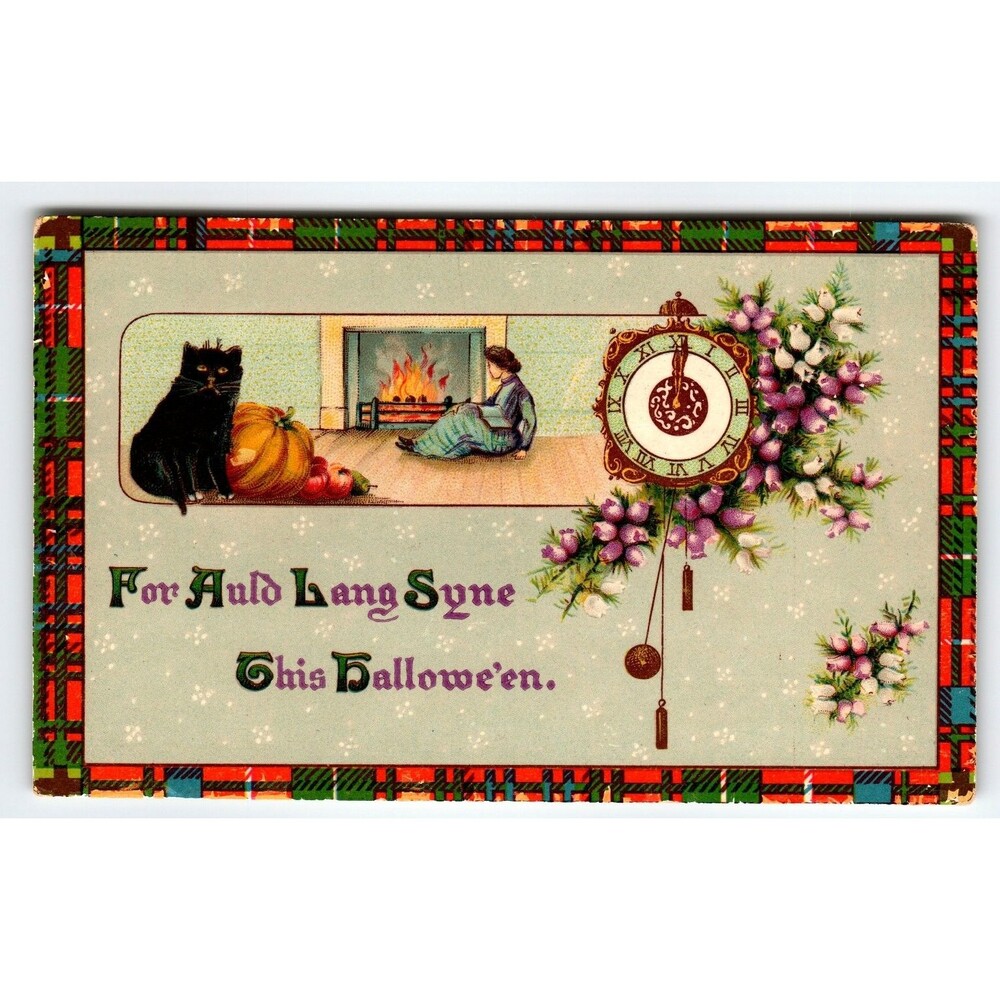 Gottschalk, Dreyfuss & Davis 1910s Halloween Postcard Black Cat Pumpkin Vintage